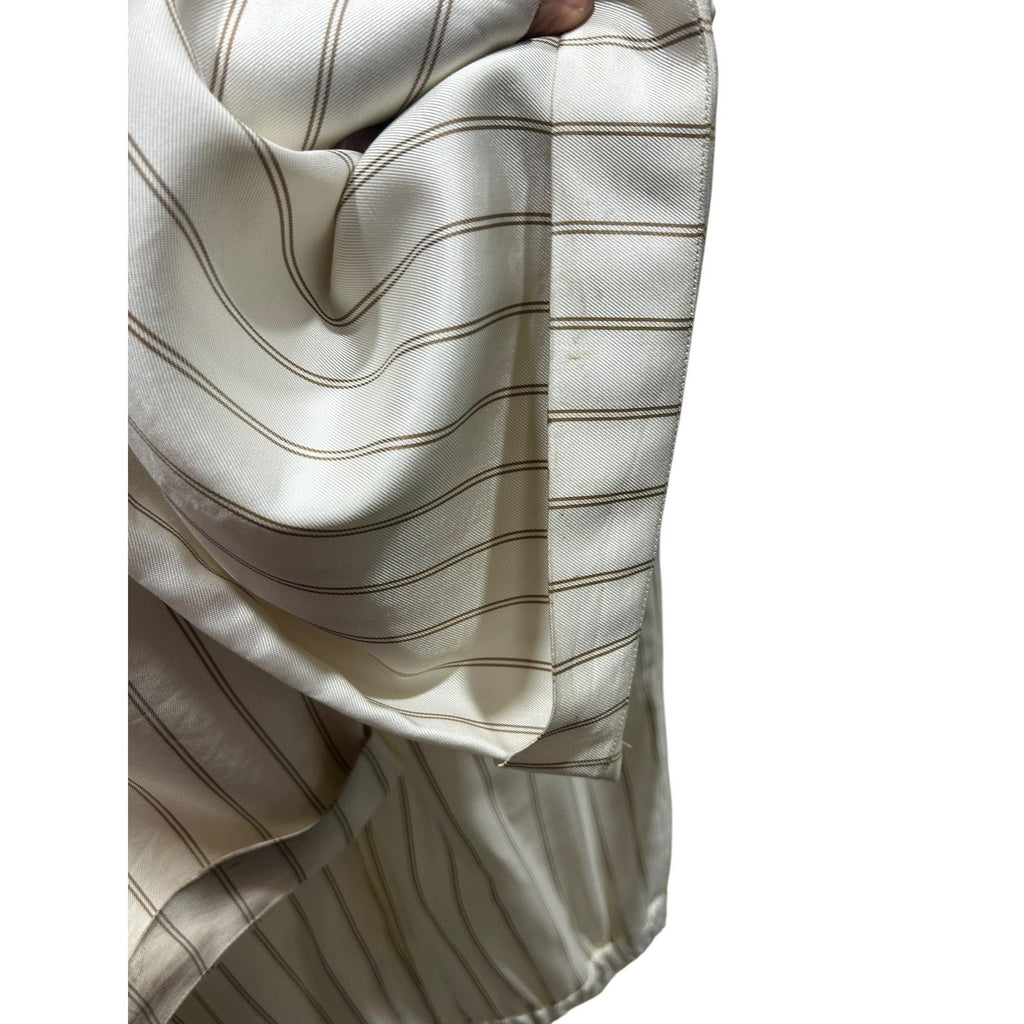 Jenni Kayne Striped Wide Leg Pull On Pants Ivory Tan Cuffed Size M