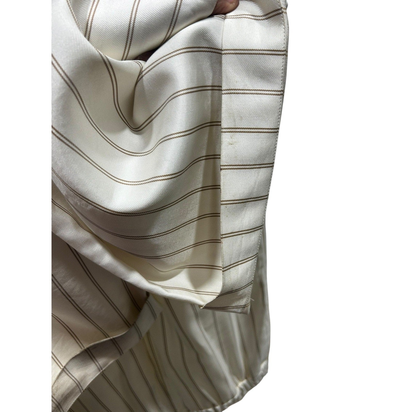 Jenni Kayne Striped Wide Leg Pull On Pants Ivory Tan Cuffed Size M