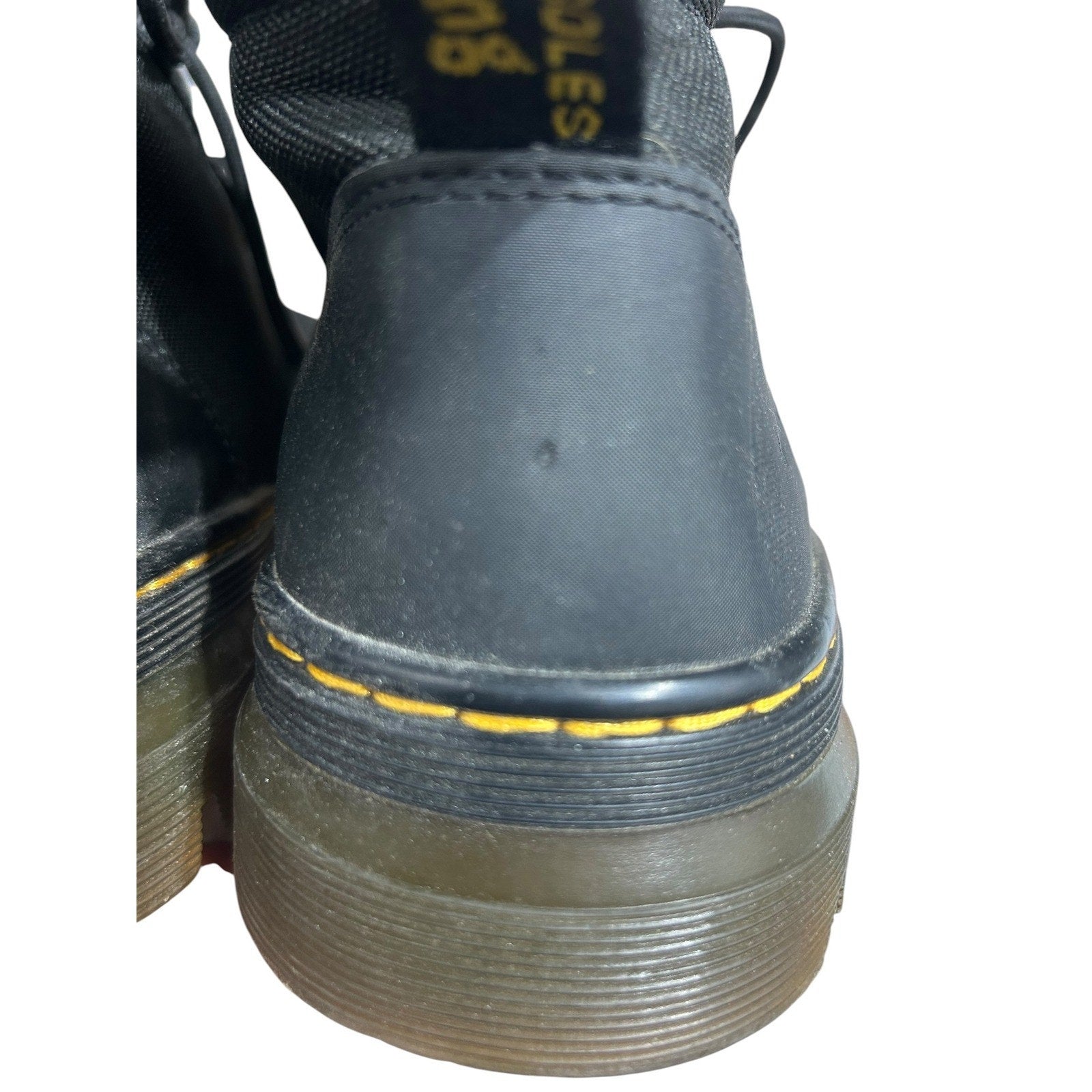 Dr Martens Bonny Tech Black Extra Tough Nylon Ajax Leather Boots Mens 11 W 12