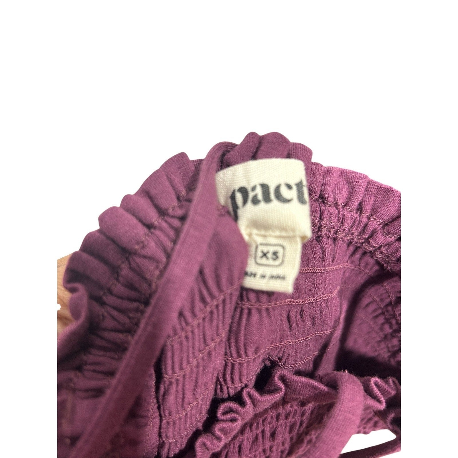 Pact Womens Organic Cotton Smocked Tiered Maxi Dress Plum Purple XS Sleeveless