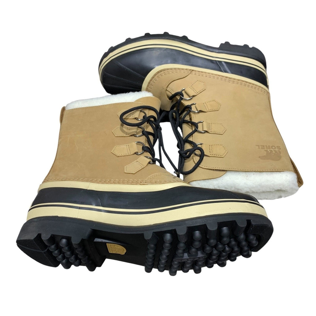 Sorel Caribou Mens Waterproof Winter Snow Boots Buff Black NM1000-281 Size 11