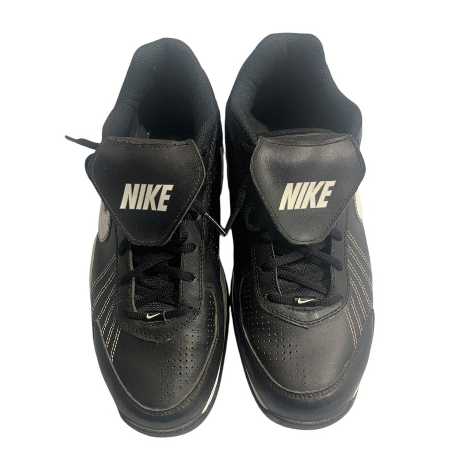 Nike Air Black Leather Lace Up Athletic Shoes Sneakers Men's Size 10.5