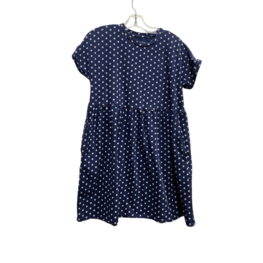 Vineyard Vines Girls Dress Size M (10-12) Blue White Polka Dot Short Sleeve