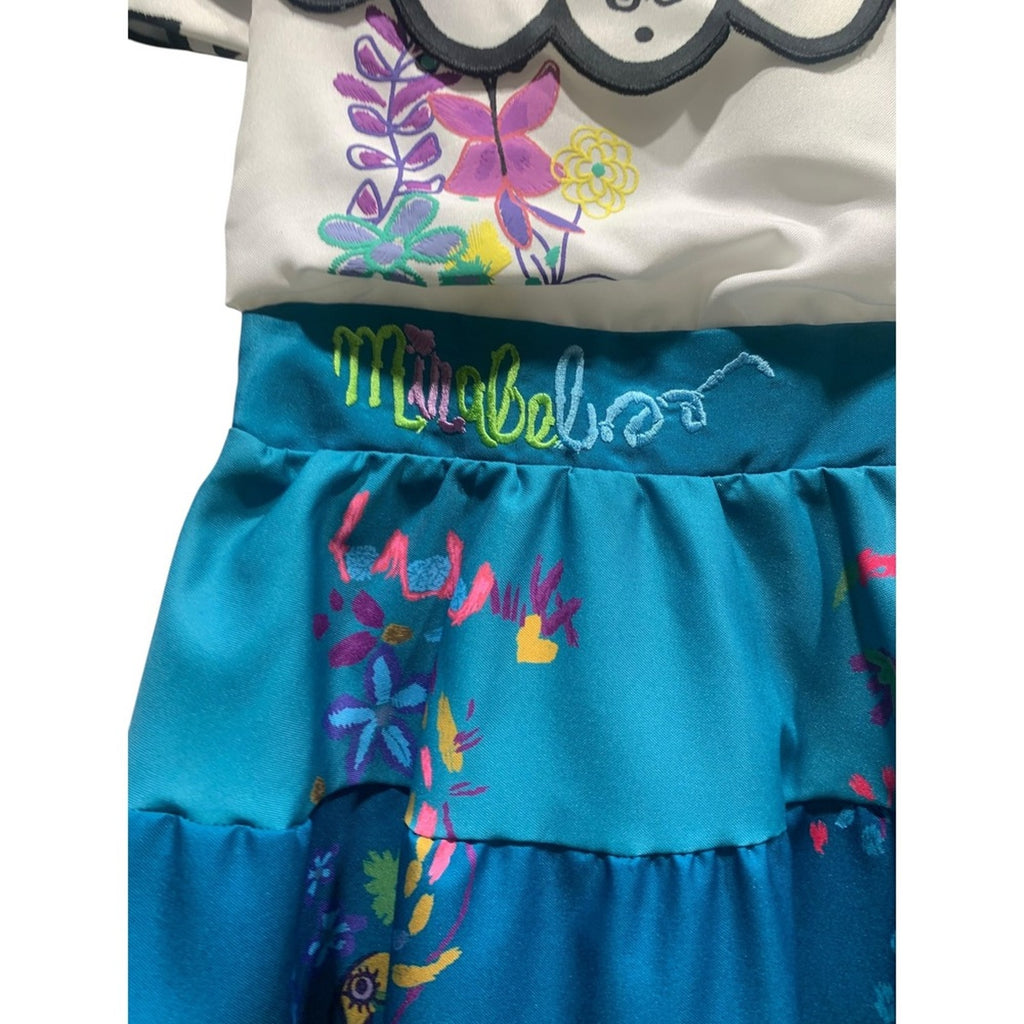 Disney Mirabel Dress Costume Encanto Girls Size 5/6 White Blue Madrigal
