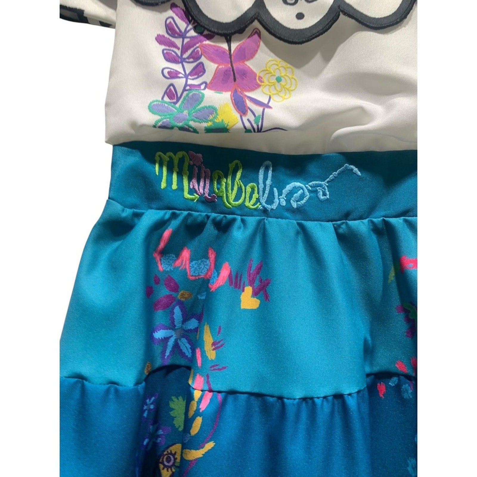 Disney Mirabel Dress Costume Encanto Girls Size 5/6 White Blue Madrigal