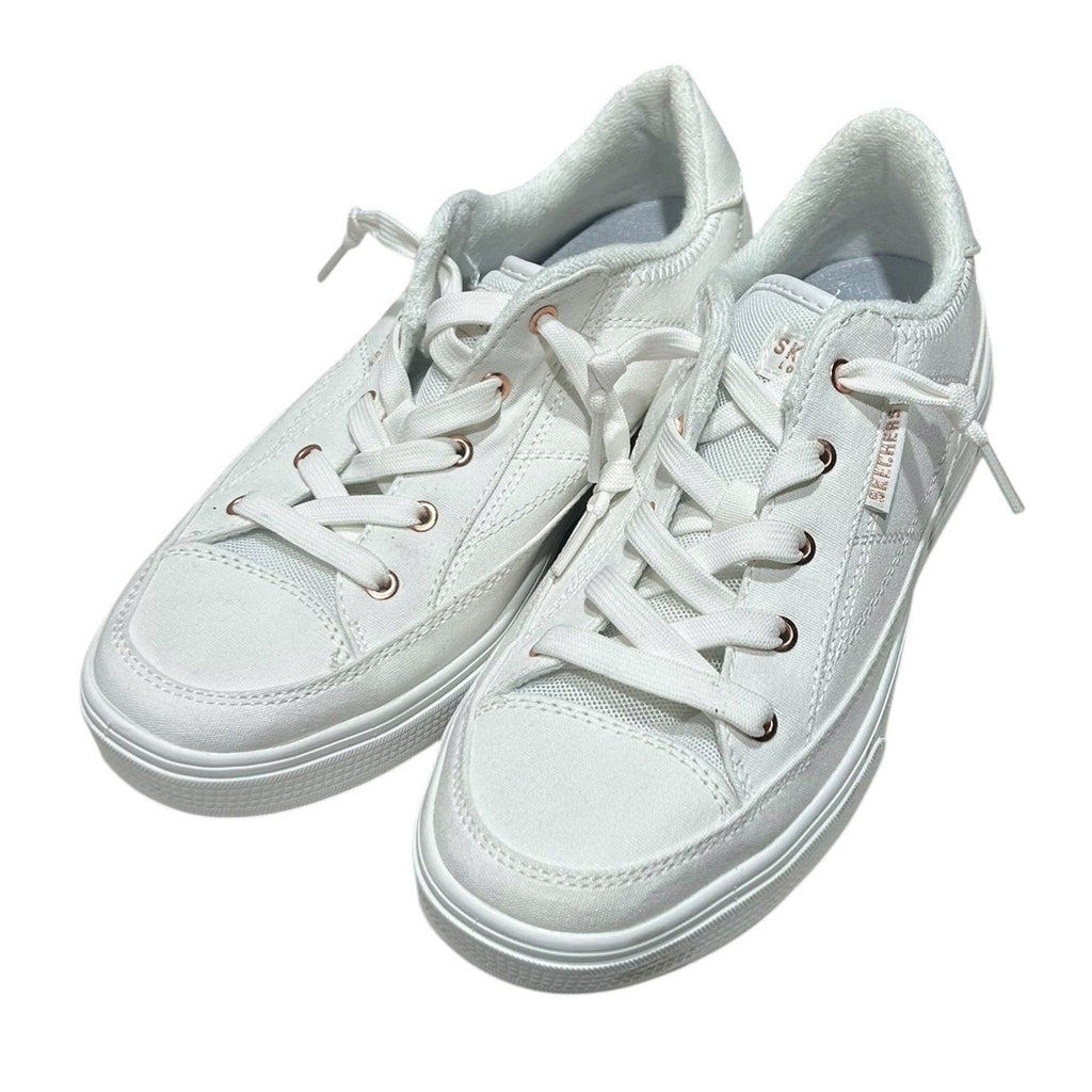 Skechers Arch Fit Arcade Meet Ya White Canvas Sneakers 177190W Womens 8 Wide