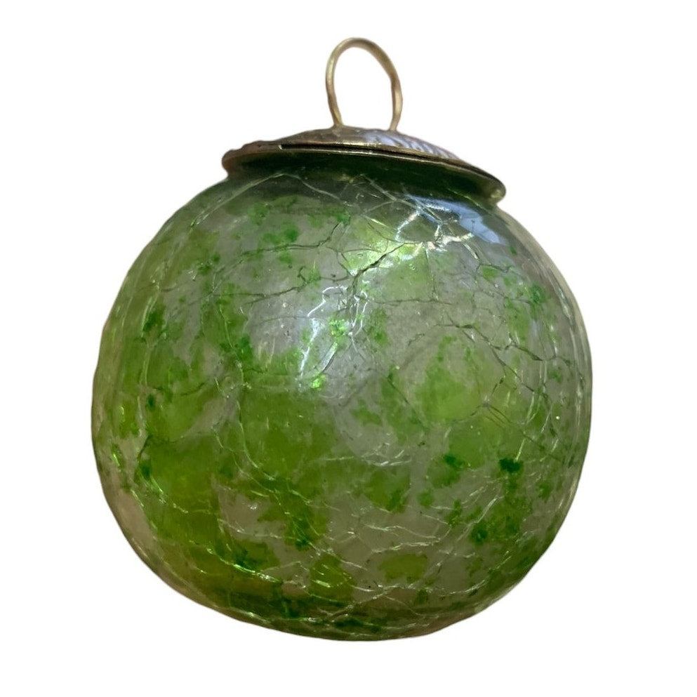 Green Mini Kugel Glass Christmas Ornament 9 lot 1.25-2"