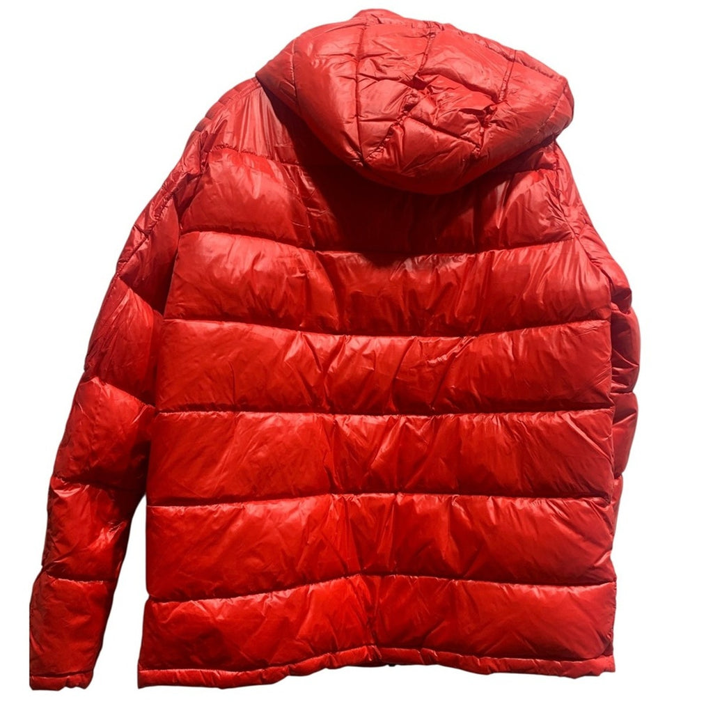 Guess Puffer Jacket Hooded Red Full Zip Zip Pockets Men XL