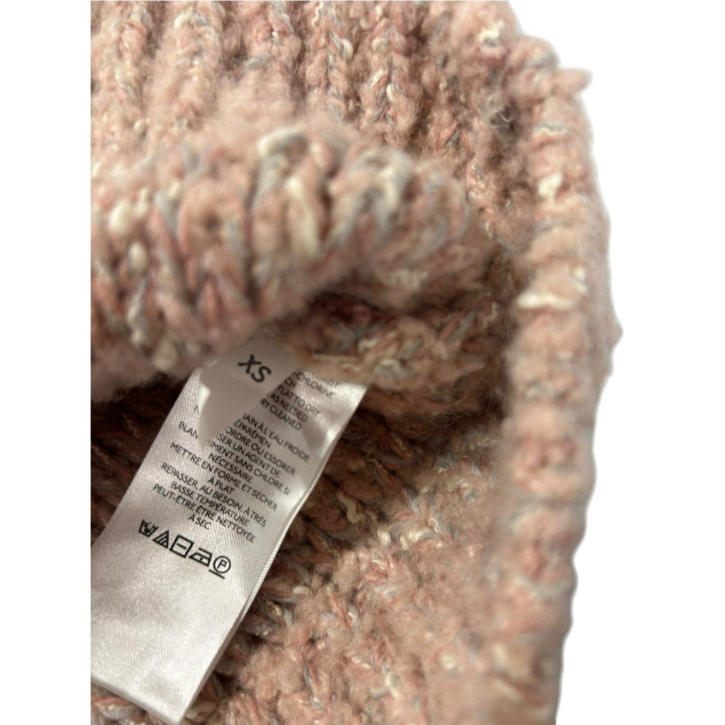 Pilcro Anthropologie Pink Striped Boucle Wool Blend Chunky Sweater XS cozy prep