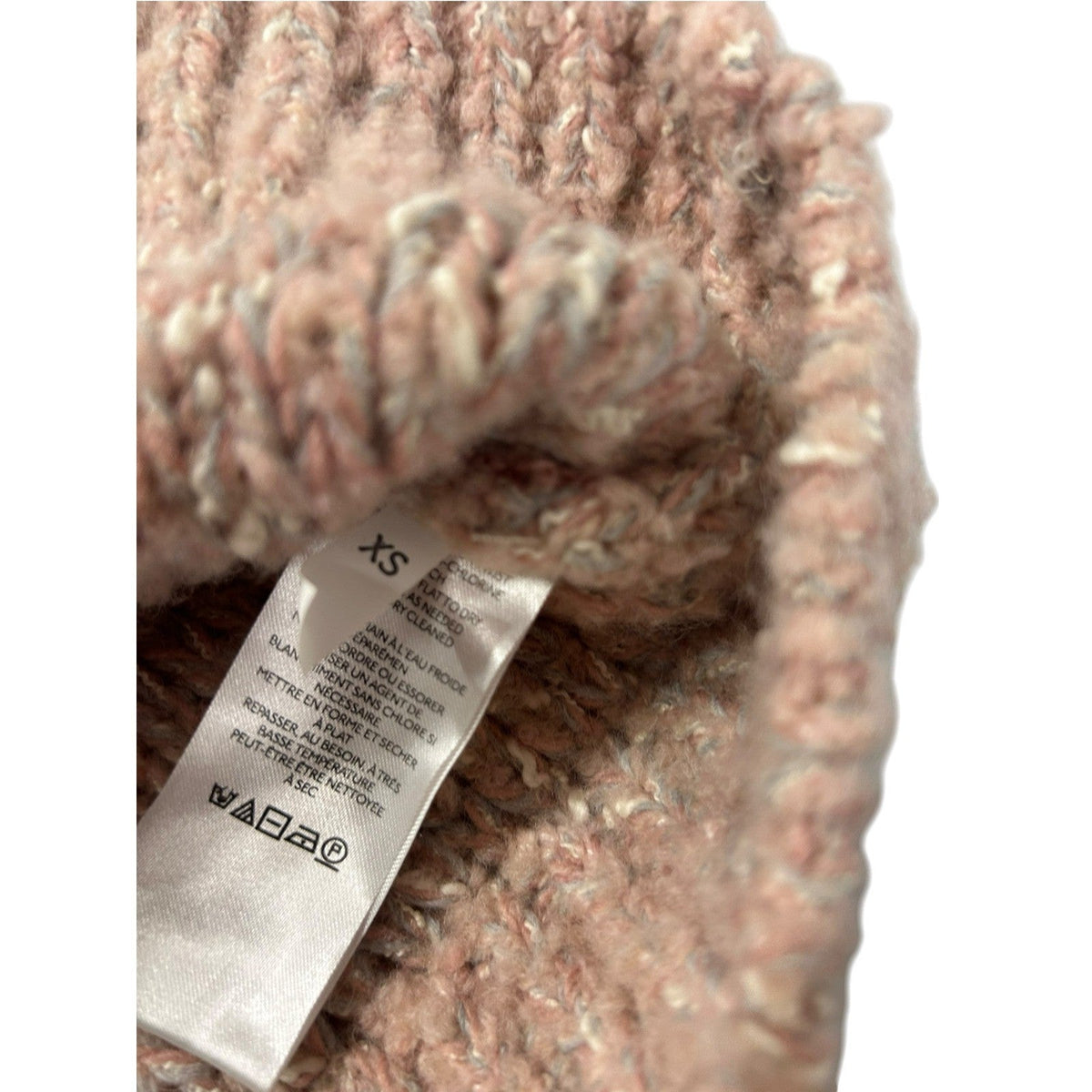 Pilcro Anthropologie Pink Striped Boucle Wool Blend Chunky Sweater XS cozy prep
