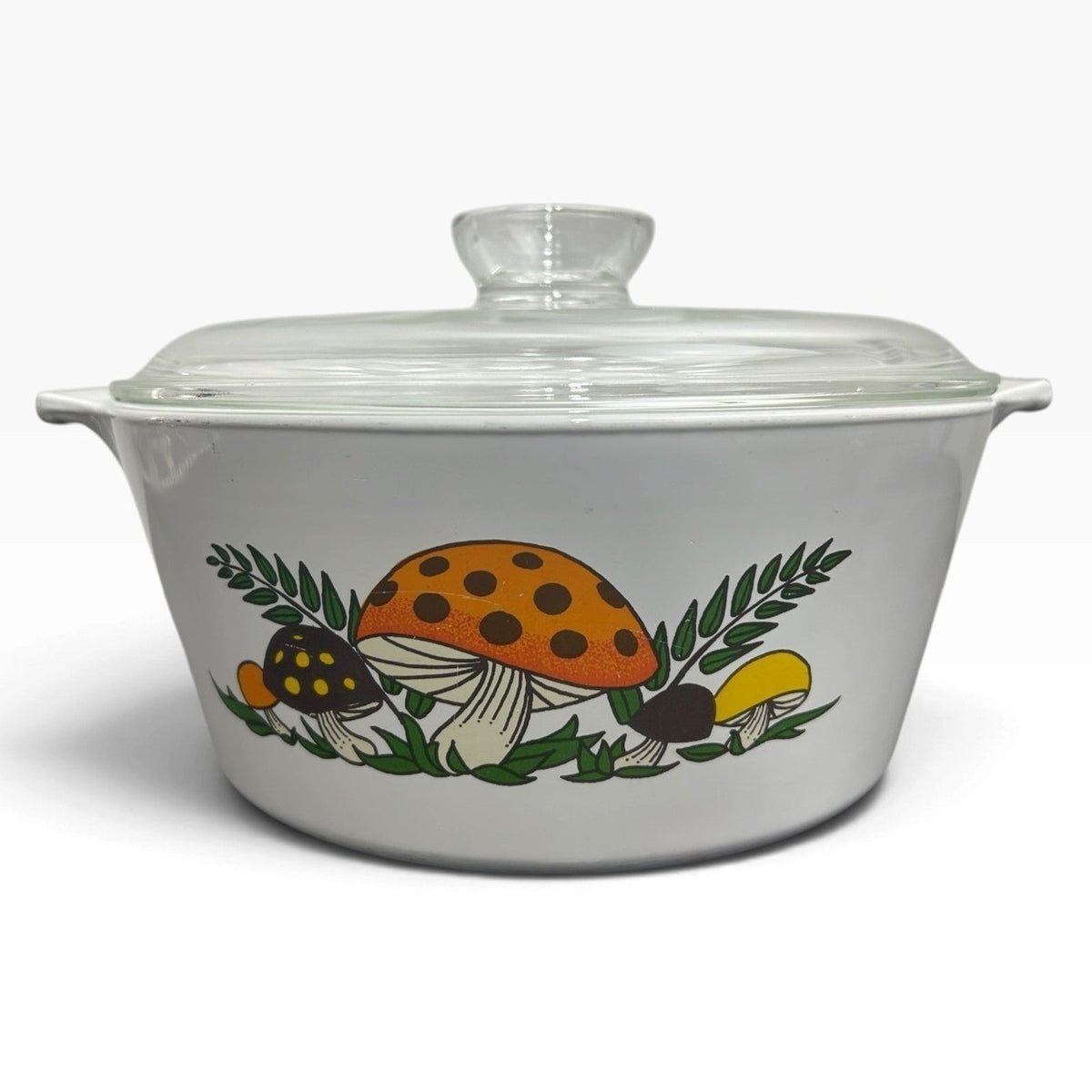 Vintage Corning Ware Merry Mushrooms 2.5 Quart Round Casserole Dish with Lid