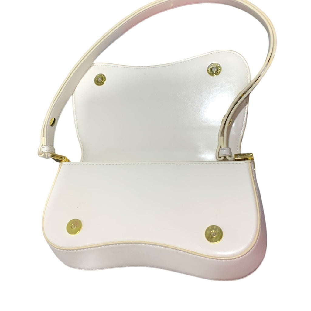 JW PEI Eva Shoulder Bag Ivory Vegan Leather Curved Baguette Gold Hardware ANTHRO