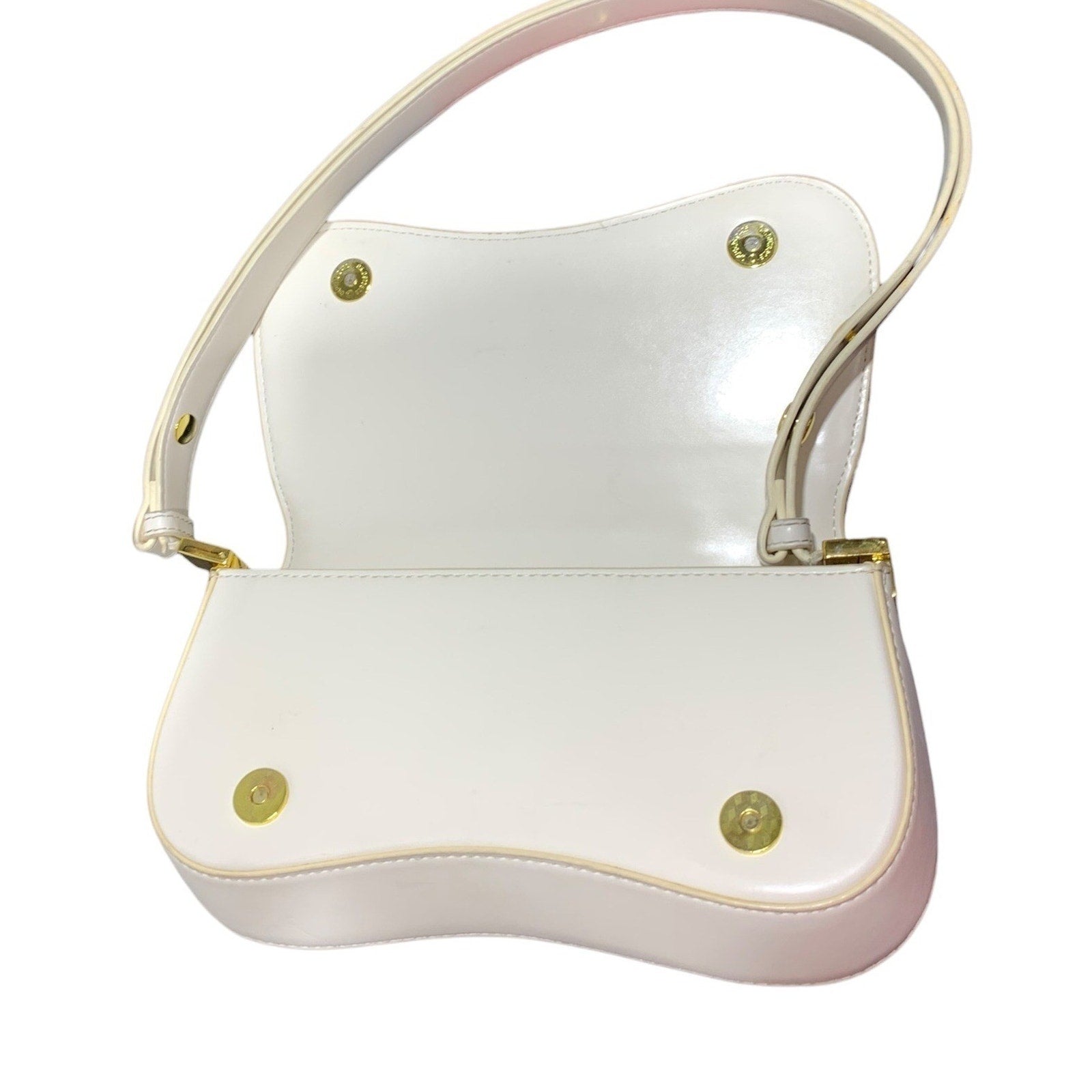 JW PEI Eva Shoulder Bag Ivory Vegan Leather Curved Baguette Gold Hardware ANTHRO
