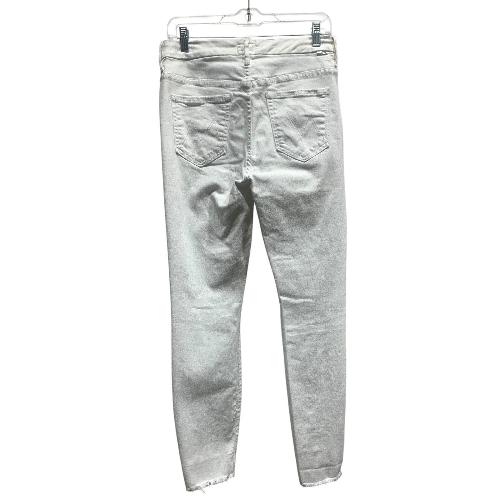 Mother High Waisted Looker Ankle Fray Jeans White Fairest Of Them All Skinny 29