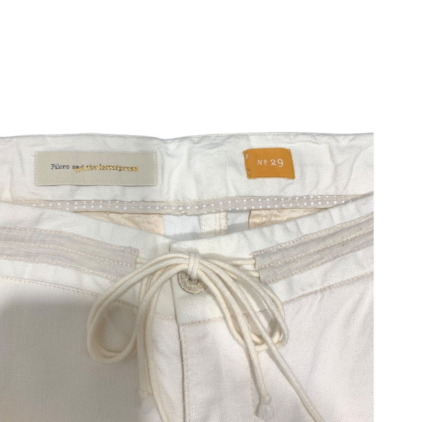 Pilcro and the Letterpress No 29 Cream Drawstring Tapered Pants Womens Size 29