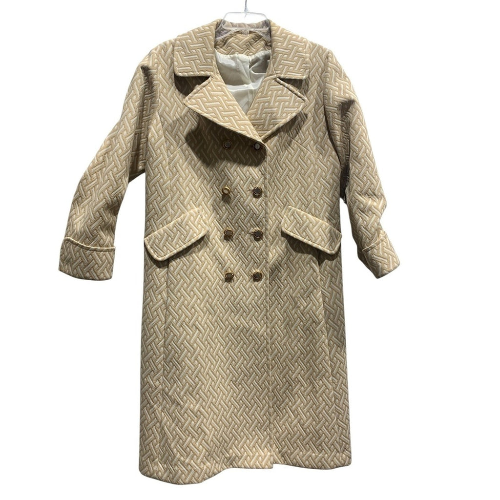 Vintage Sears Perma-Prest Coats Womens Beige Double Breasted Trench Coat Size 16