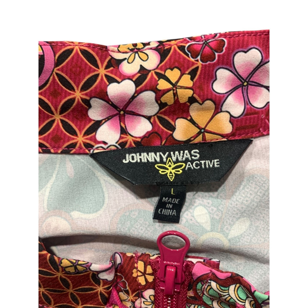 Johnny Was Bee Active Womens Yama Floral Patchwork Full Zip Jacket Size Large