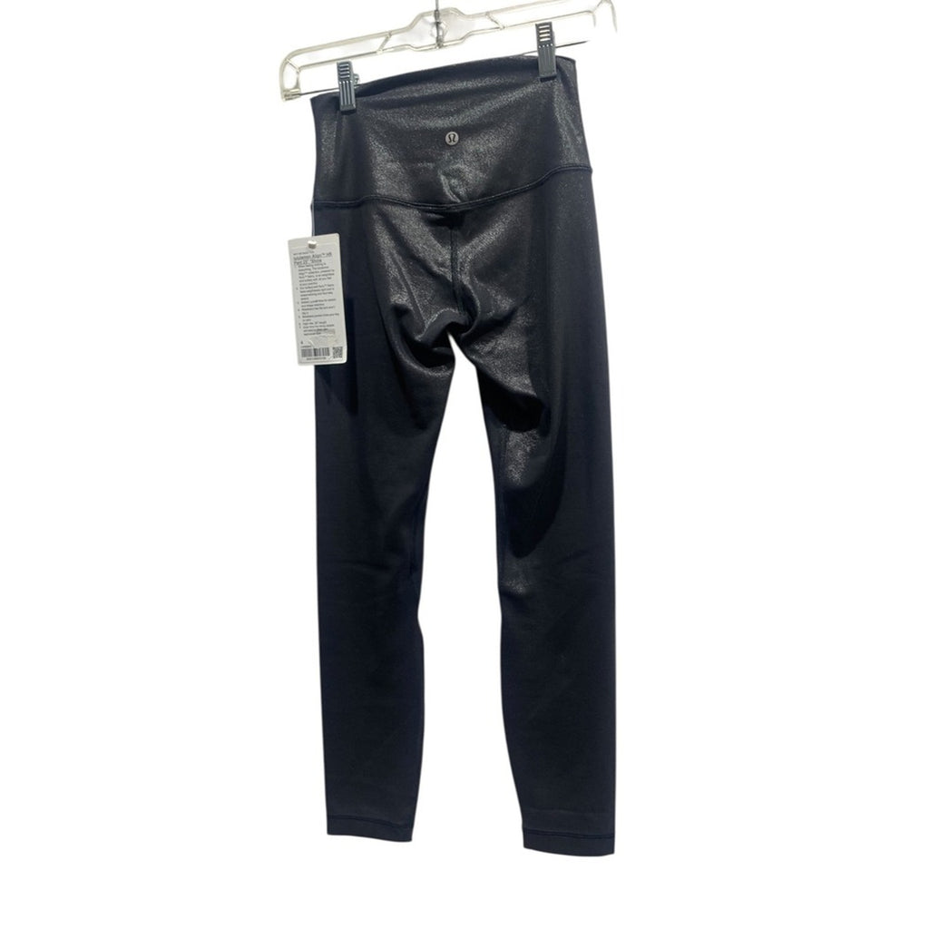 Lululemon Align HR Pant 25 Shine Black Textured Shiny Leggings Size 4