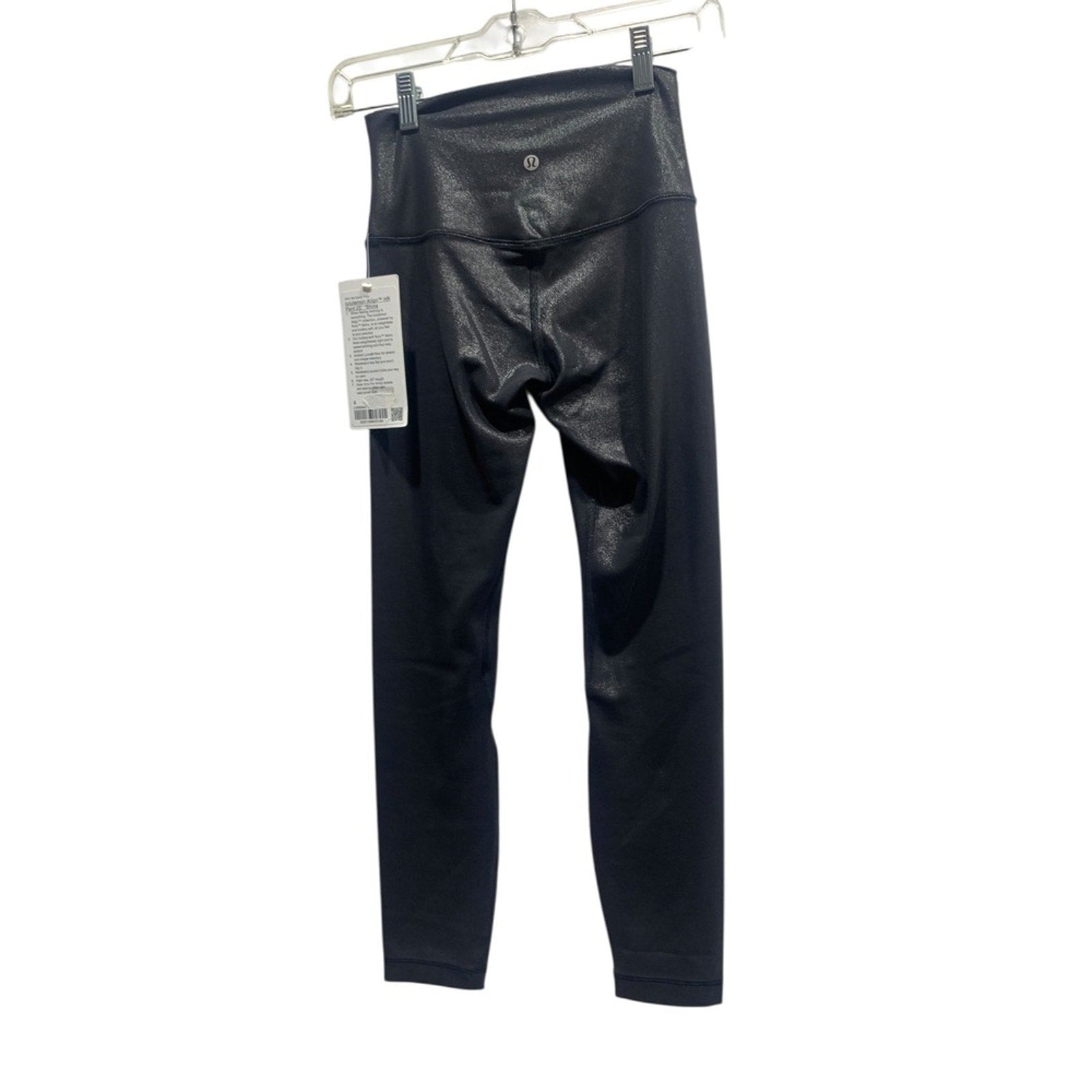 Lululemon Align HR Pant 25 Shine Black Textured Shiny Leggings Size 4
