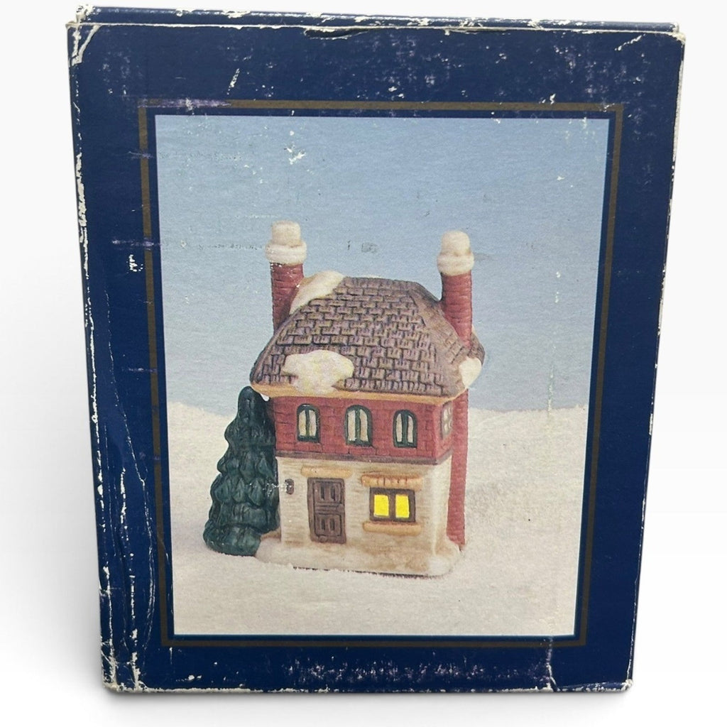 Electric Lighted Ceramic Dickens House Christmas Village Inn Snow Covered Decor