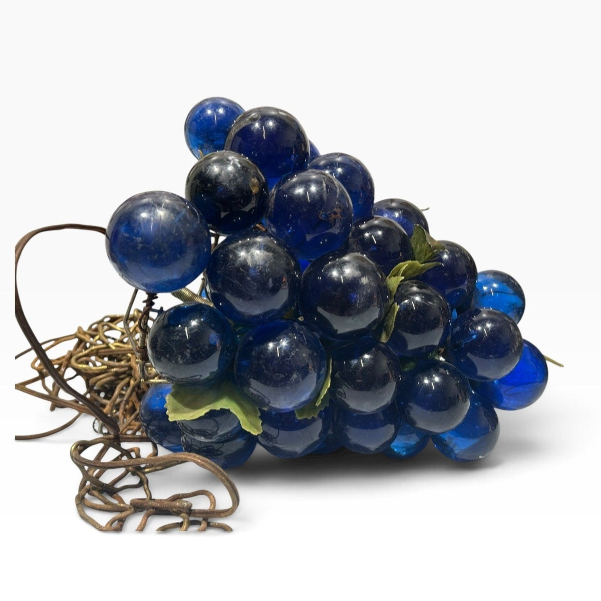 Vintage Mid Century Modern Cobalt Blue Lucite Grape Cluster Swag Hanging Light