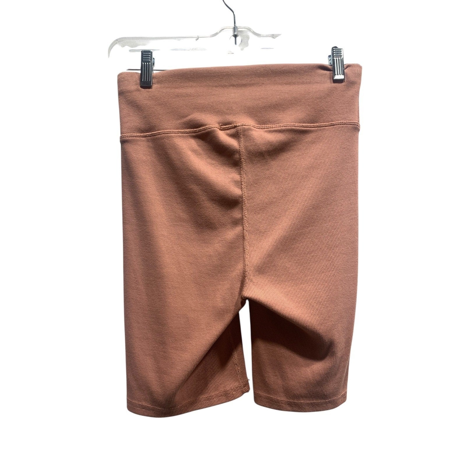 Pact Organic Cotton Ribbed High Waisted Biker Shorts Clay Terracotta S on the go
