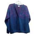 Pendleton Classic Cardigan Sweater Womens Medium 100% Virgin Wool Purple Blue sz m