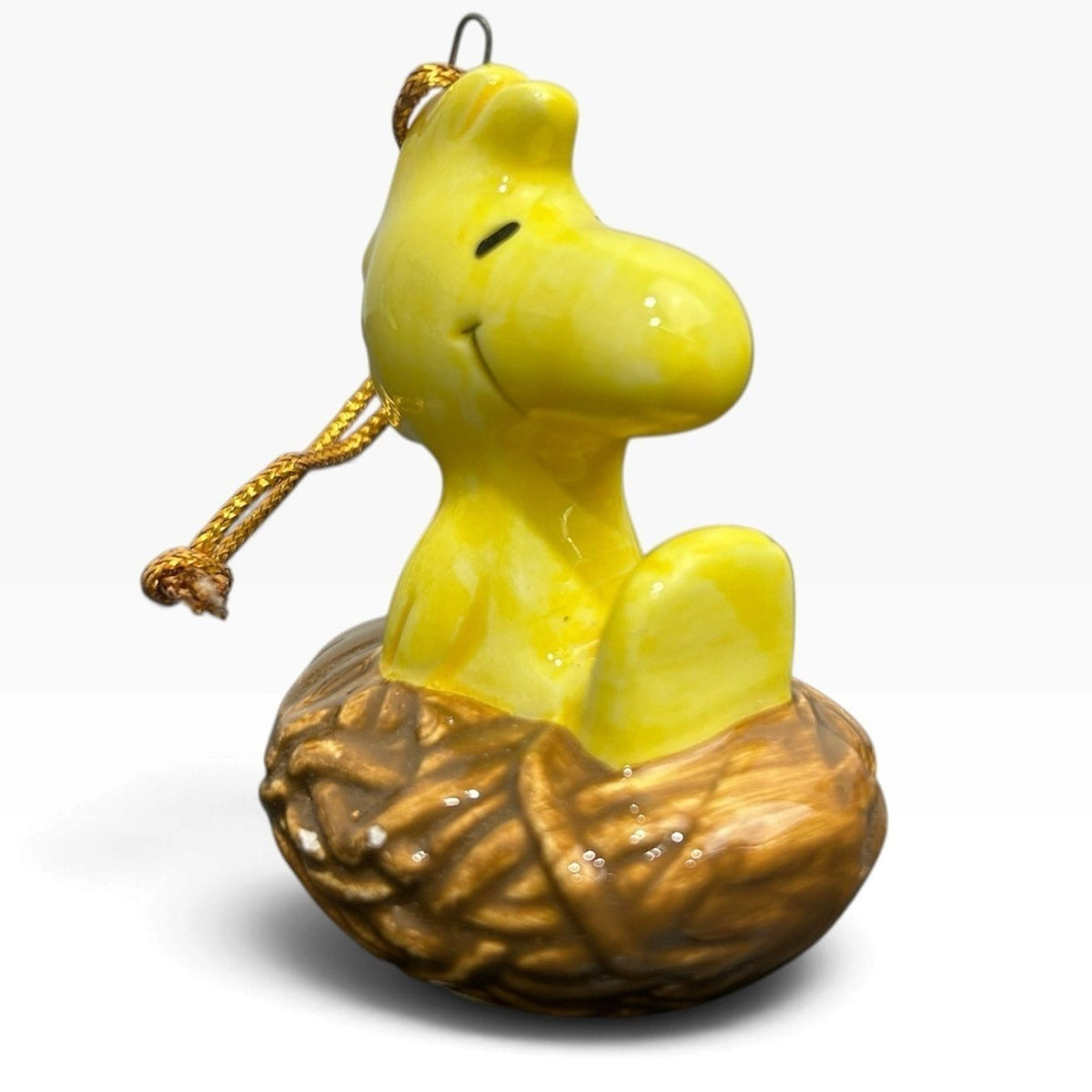 Vintage Peanuts Woodstock in Nest Ceramic Ornament Made in Japan 1965 1972 Cute