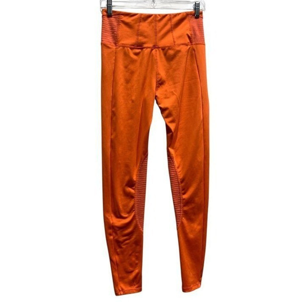 Free People Movement Womens Orange Ribbed Moto High Rise Leggings Size Small