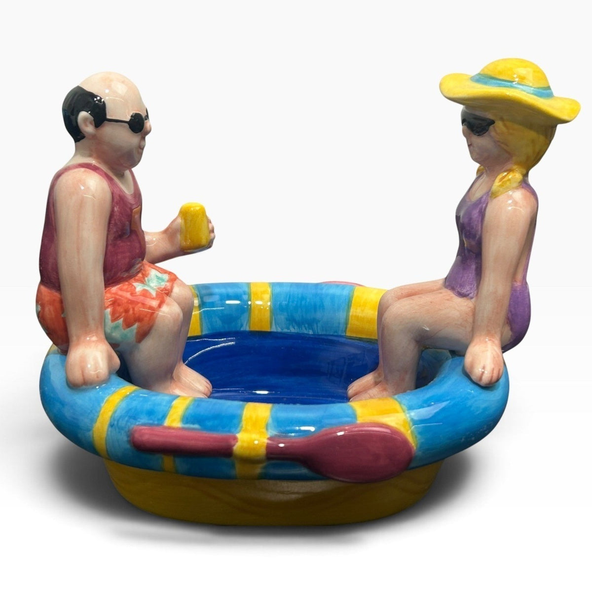Summer Stock Swimming Pool Chip and Dip Set Ceramic 1998 Hand Painted