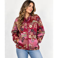 Johnny Was Bee Active Womens Yama Floral Patchwork Full Zip Jacket Size Large