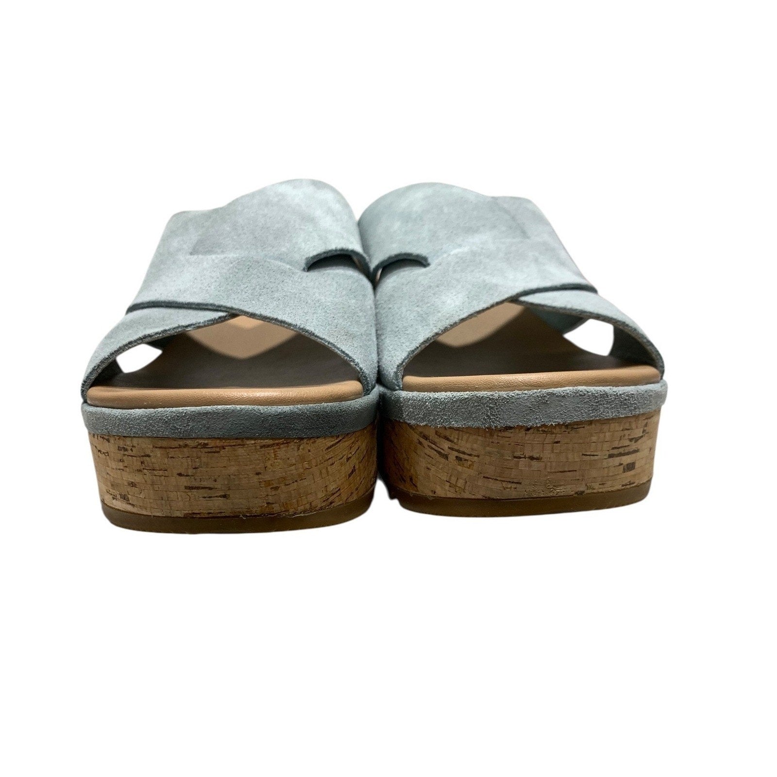 Sorel Cameron Flatform Mule Crushed Blue Suede Sandal Women's Size 9