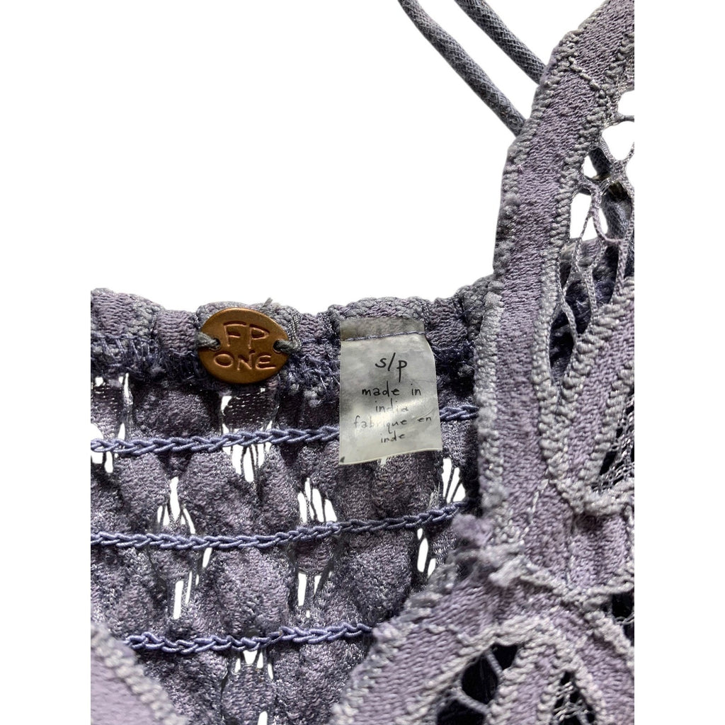 Free People Adella Lace Maxi Dress Lavender Purple Lace Strap Ruffle S/P