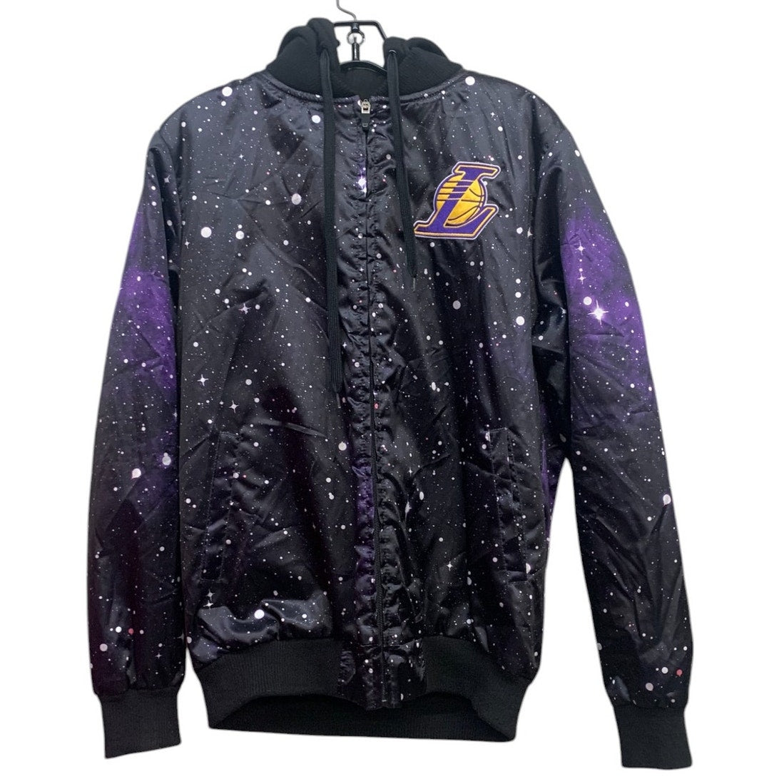 LA LAKERS GALAXY NBA SPACE HOODIE JACKET Puffer SZ S