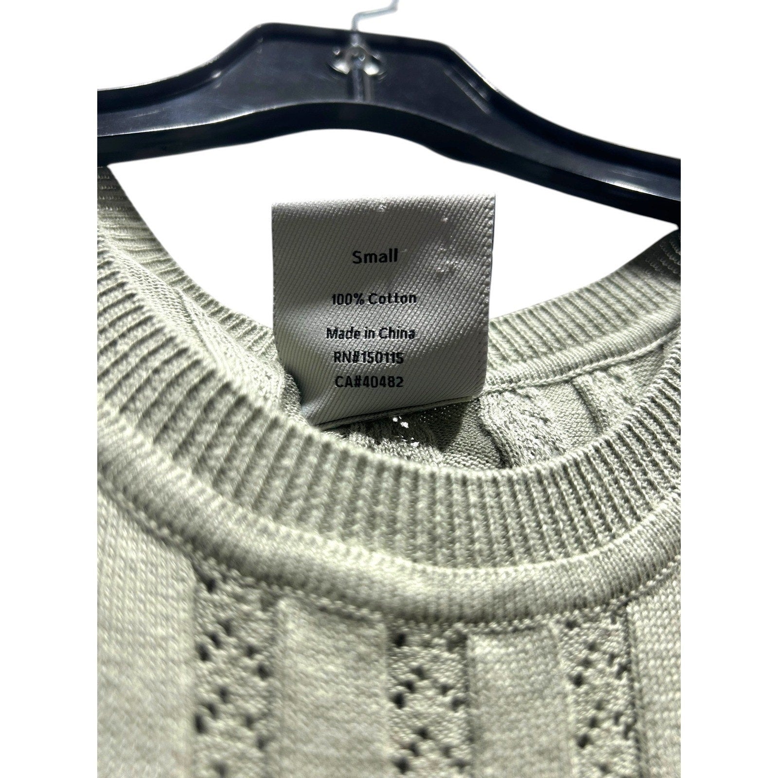 Varley Florian Knit Dress Sage Green Cotton Pointelle Ribbed Midi Womens Small