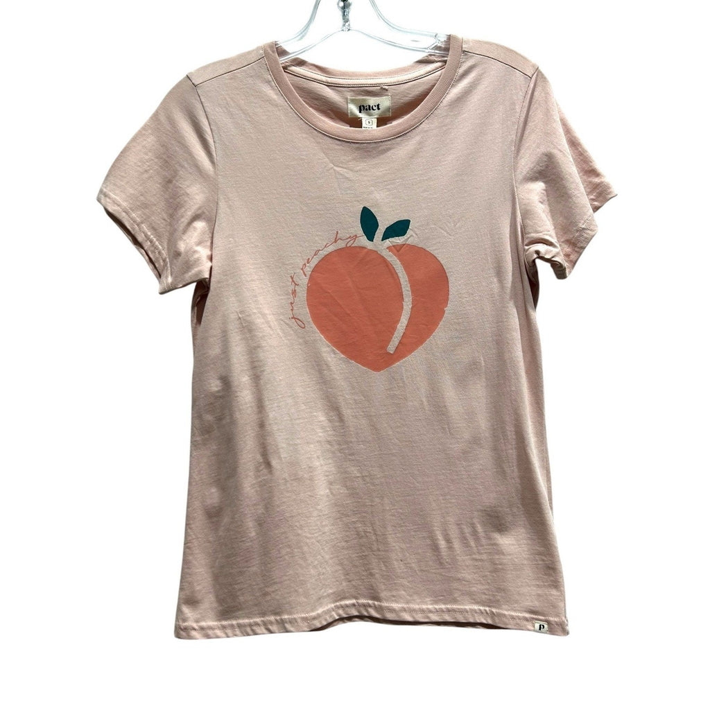Pact Womens Just Peachy Softspun Organic Cotton Graphic Crew Neck Tee Pink S
