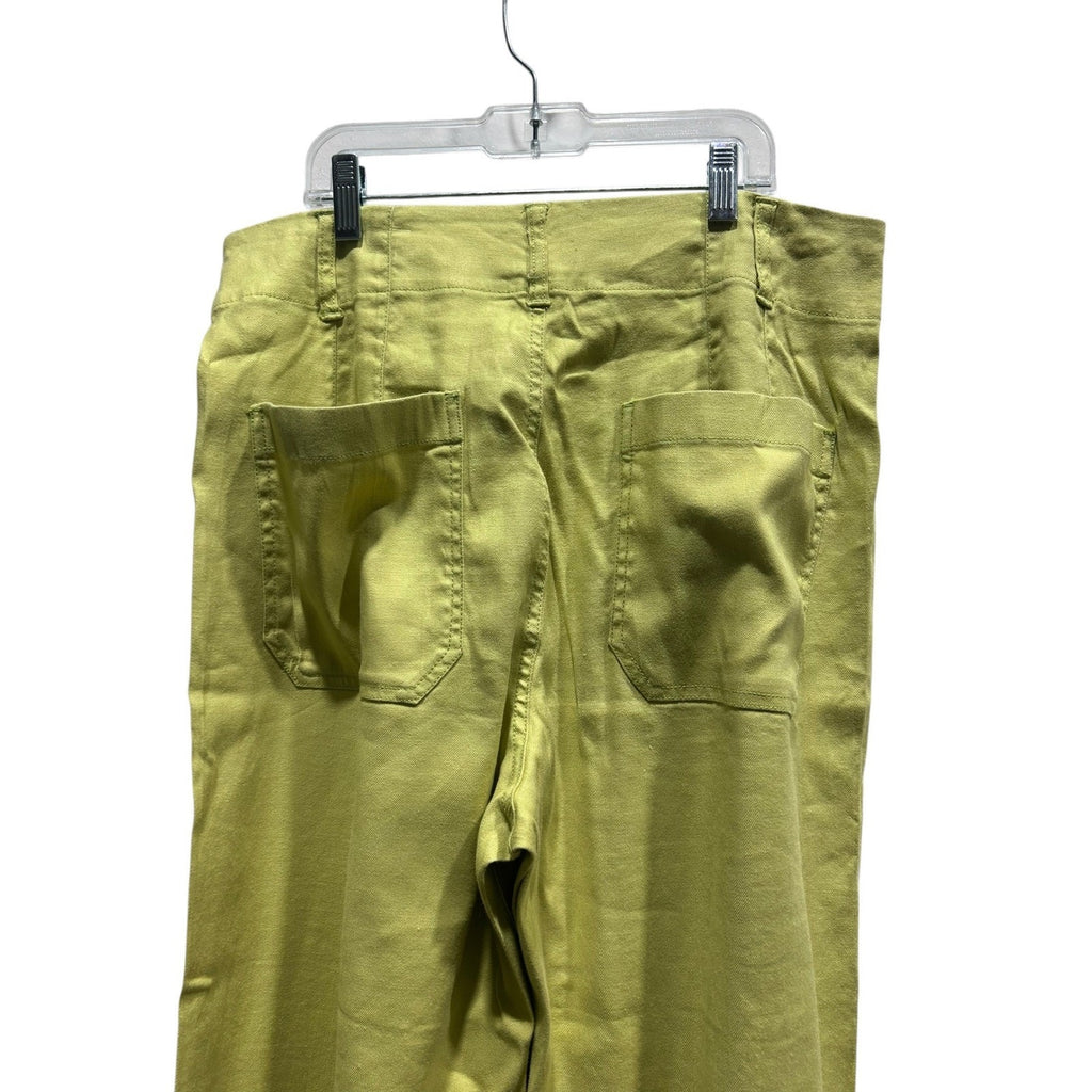Anthropologie Maeve The Colette Wide Leg Pants Lime Green Size 30 High Rise Crop