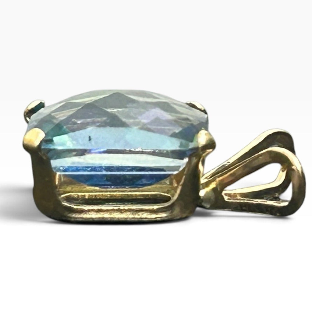 14k Yellow Gold Neptune Garden Mystic Topaz Emerald Cut Pendant Wearable Luxury