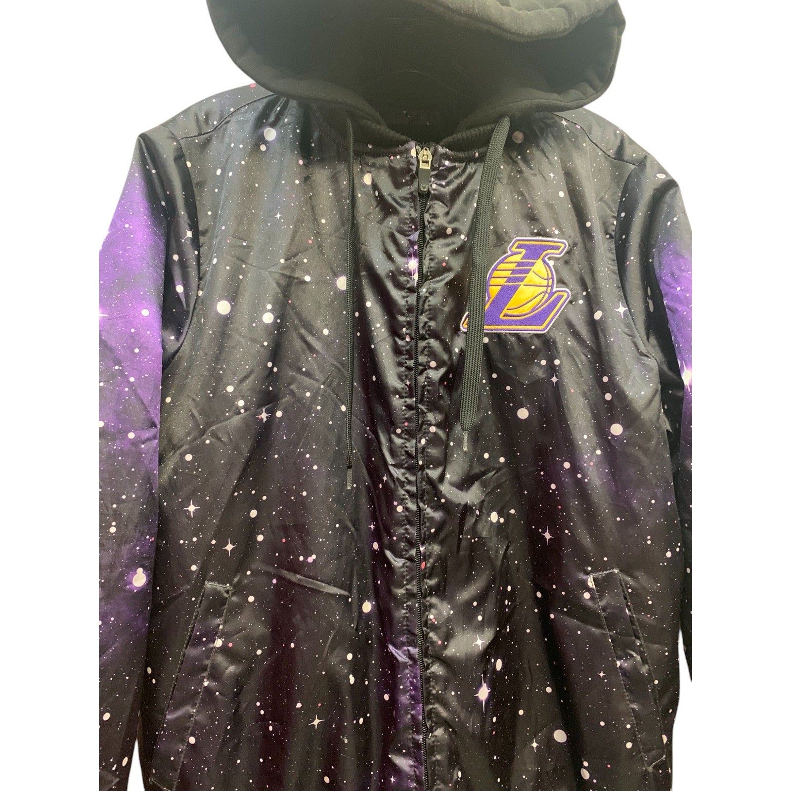 LA LAKERS GALAXY NBA SPACE HOODIE JACKET Puffer SZ S