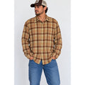 Vintage Pendleton Wool Plaid Flannel Shirt Mens Large Brown Tan Made in USA work