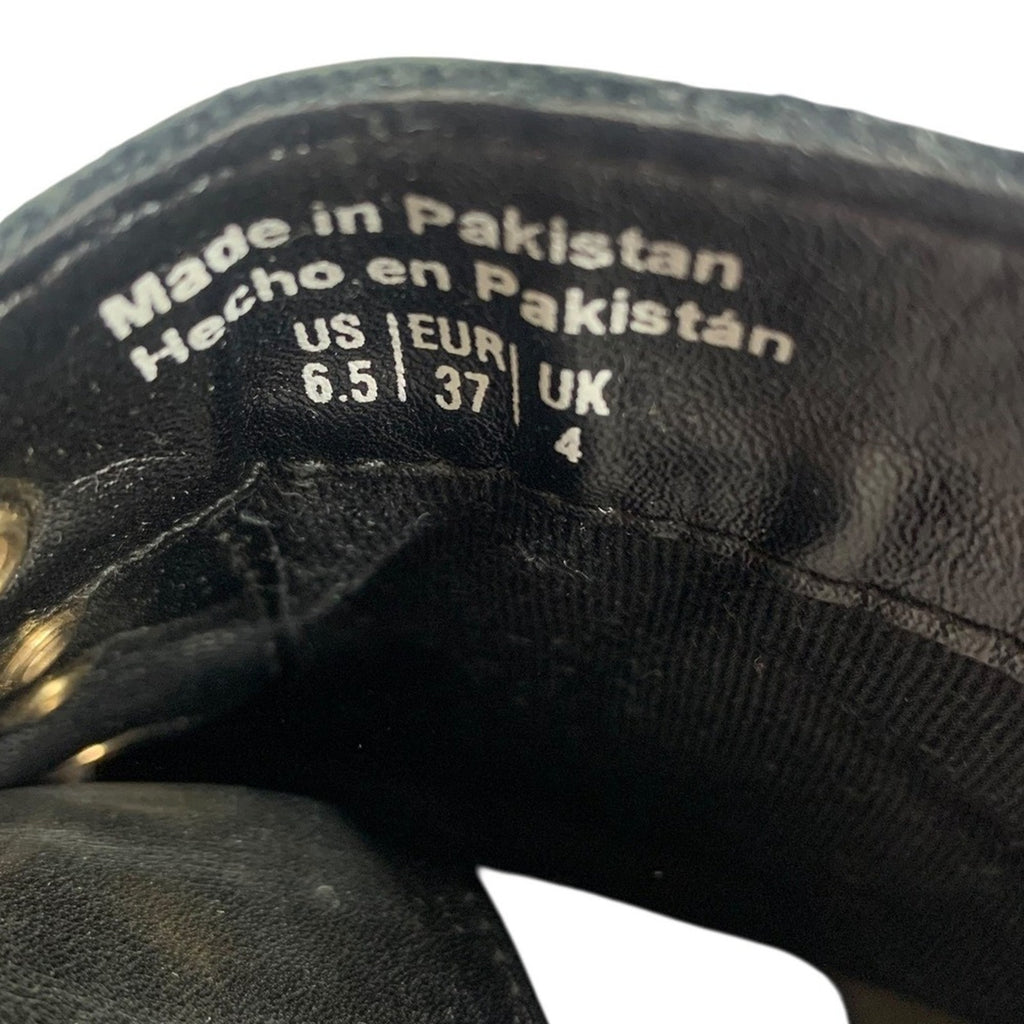 ALDO FELALIA Black Leather Lace Up Side Zip Combat Boots Women US 6.5