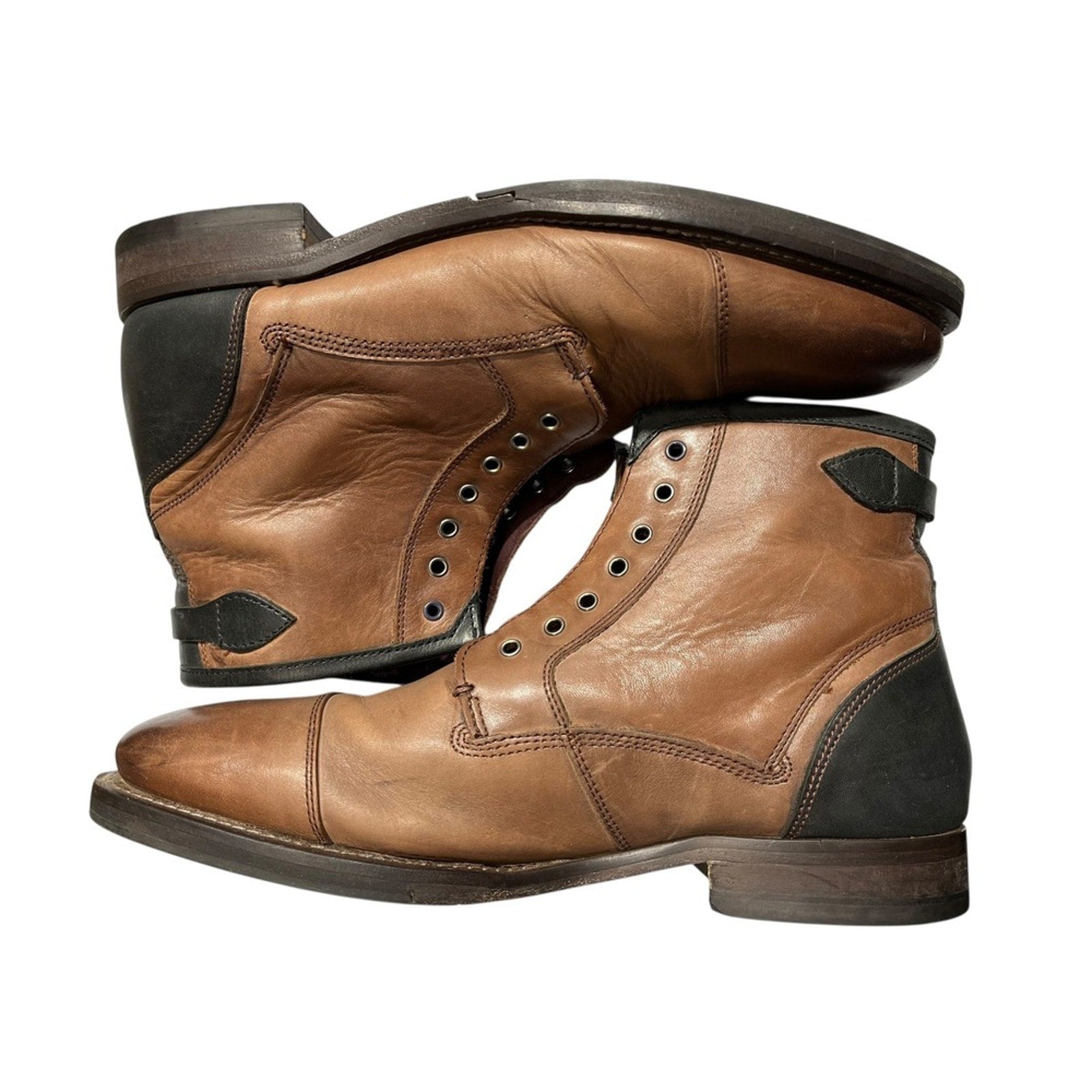 Ted Baker Comptan Brown Leather Cap Toe Lace Up Ankle Boots Mens UK 9 US 10