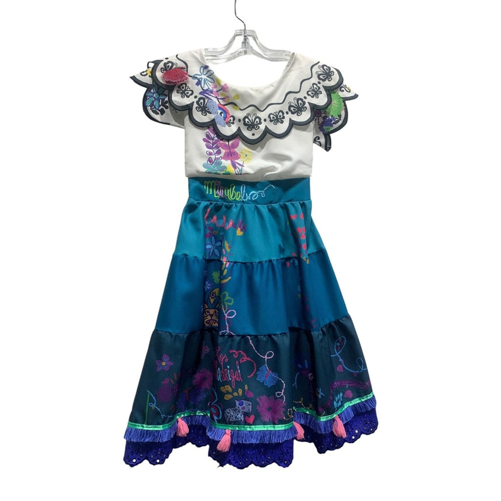 Disney Mirabel Dress Costume Encanto Girls Size 5/6 White Blue Madrigal