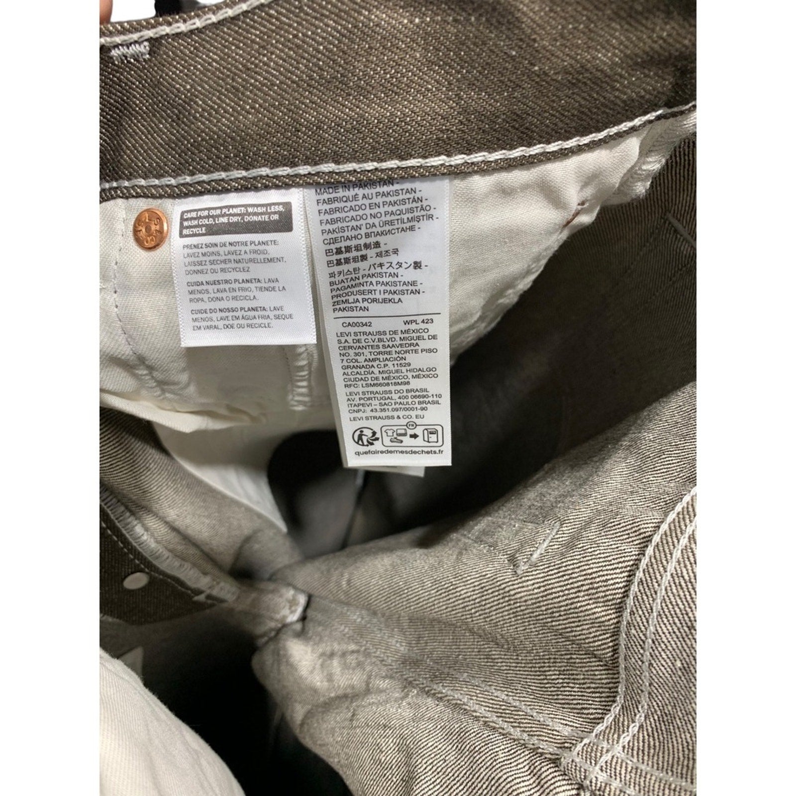 Levi's 501 Jeans W34 L32 Mens Brown Straight Leg Denim Pants