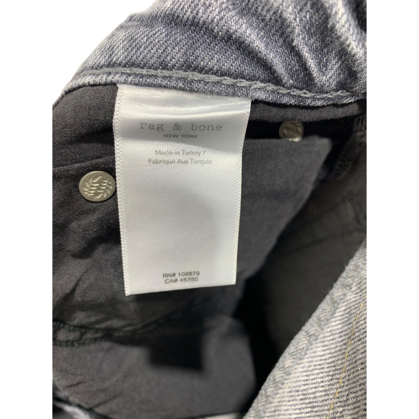 Rag & Bone Nina High-Rise Ankle Cigarette Jeans Colby Grey Acid Wash 25