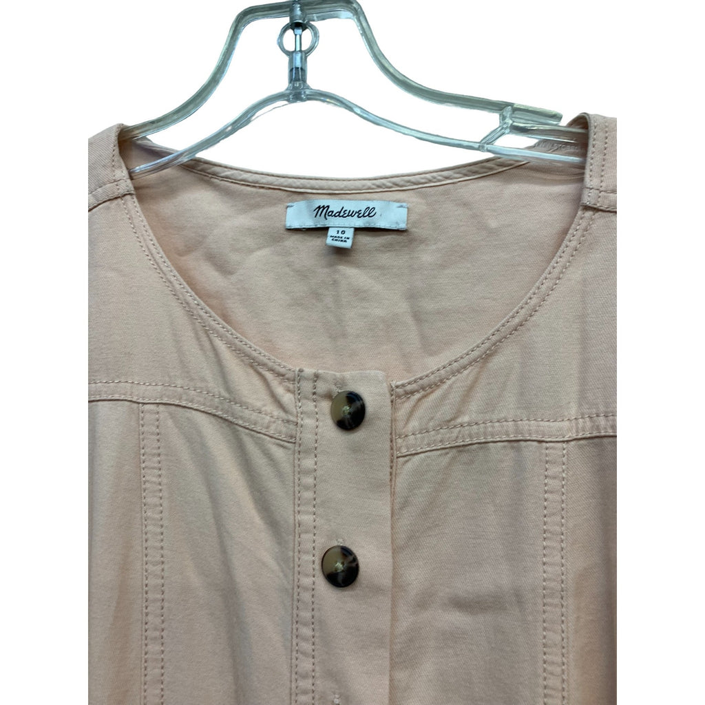 MADEWELL Top-Stitched Coverall Jumpsuit Bashful Blush sz 10