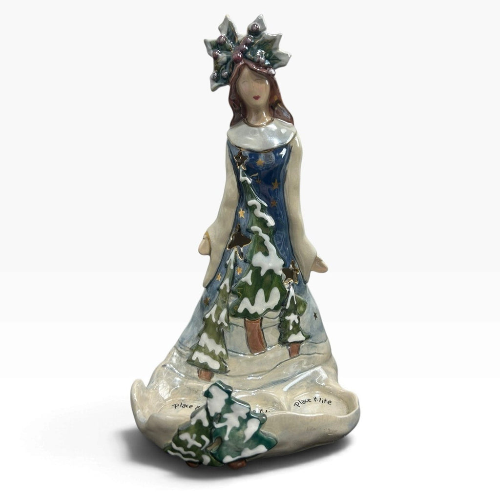 Blue Sky Clayworks Heather Goldminc Christmas Maiden Tea Light Holder 2005 Nice