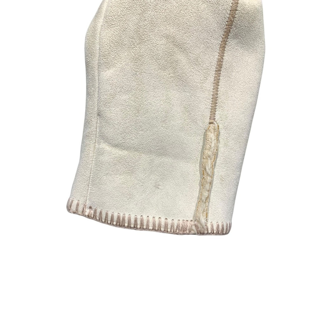 Marvin Richards Women's Beige Faux Suede Fur Lined Hooded Zip Up Jacket L