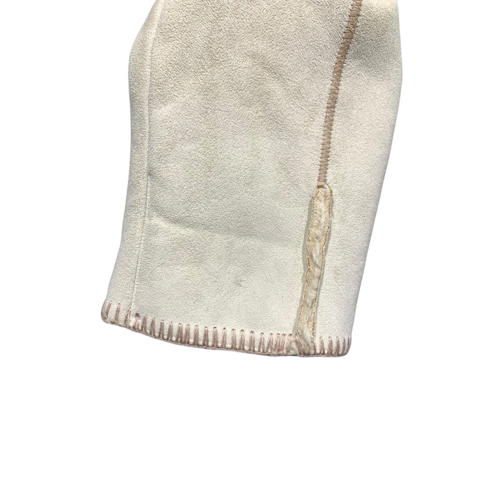 Marvin Richards Women's Beige Faux Suede Fur Lined Hooded Zip Up Jacket L