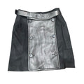 Max Mara Woolrich Black Leather Trim Double Button Belted Skirt Size 38